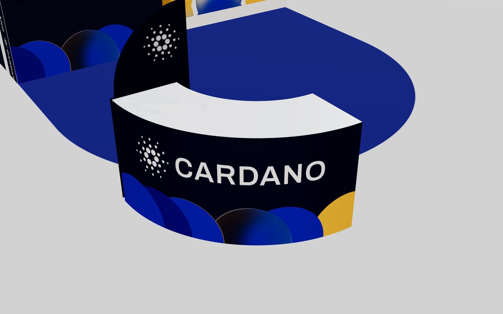The curved Cardano counter rendered in the viewer with its final artwork